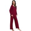 imageWiWi Viscose from Bamboo Pajamas Sets for Women Soft Long Sleeve Sleepwear and Pants Pjs Lounge Set Loungewear SXXLWine