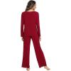 imageWiWi Viscose from Bamboo Pajamas Sets for Women Soft Long Sleeve Sleepwear and Pants Pjs Lounge Set Loungewear SXXLWine Red