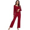 imageWiWi Viscose from Bamboo Pajamas Sets for Women Soft Long Sleeve Sleepwear and Pants Pjs Lounge Set Loungewear SXXLWine Red