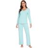 imageWiWi Viscose from Bamboo Pajamas Sets for Women Soft Tops with Pants Sleepwear Vneck Pj Set with Pockets SXXLAqua