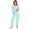 imageWiWi Viscose from Bamboo Pajamas Sets for Women Soft Tops with Pants Sleepwear Vneck Pj Set with Pockets SXXLAqua