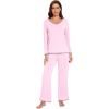 imageWiWi Viscose from Bamboo Pajamas Sets for Women Soft Tops with Pants Sleepwear Vneck Pj Set with Pockets SXXLPink