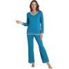 imageWiWi Viscose from Bamboo Pajamas Sets for Women Soft Tops with Pants Sleepwear Vneck Pj Set with Pockets SXXLTeal Blue