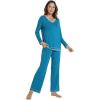 imageWiWi Viscose from Bamboo Pajamas Sets for Women Soft Tops with Pants Sleepwear Vneck Pj Set with Pockets SXXLTeal Blue