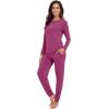 imageWiWi Viscose from Bamboo Womens Long Sleeve Pajama Sets Sleepwear with Jogger Pajamas Pants Soft Lounge Set Loungewear SXXLBeet Red