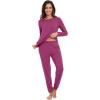 imageWiWi Viscose from Bamboo Womens Long Sleeve Pajama Sets Sleepwear with Jogger Pajamas Pants Soft Lounge Set Loungewear SXXLBeet Red