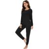 imageWiWi Viscose from Bamboo Womens Long Sleeve Pajama Sets Sleepwear with Jogger Pajamas Pants Soft Lounge Set Loungewear SXXLBlack