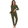 imageWiWi Viscose from Bamboo Womens Long Sleeve Pajama Sets Sleepwear with Jogger Pajamas Pants Soft Lounge Set Loungewear SXXLDark Army Green