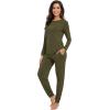 imageWiWi Viscose from Bamboo Womens Long Sleeve Pajama Sets Sleepwear with Jogger Pajamas Pants Soft Lounge Set Loungewear SXXLDark Army Green