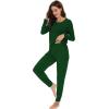 imageWiWi Viscose from Bamboo Womens Long Sleeve Pajama Sets Sleepwear with Jogger Pajamas Pants Soft Lounge Set Loungewear SXXLDark Green