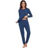imageWiWi Viscose from Bamboo Womens Long Sleeve Pajama Sets Sleepwear with Jogger Pajamas Pants Soft Lounge Set Loungewear SXXLInk Blue