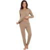 imageWiWi Viscose from Bamboo Womens Long Sleeve Pajama Sets Sleepwear with Jogger Pajamas Pants Soft Lounge Set Loungewear SXXLKhaki