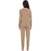 imageWiWi Viscose from Bamboo Womens Long Sleeve Pajama Sets Sleepwear with Jogger Pajamas Pants Soft Lounge Set Loungewear SXXLKhaki