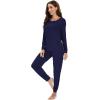 imageWiWi Viscose from Bamboo Womens Long Sleeve Pajama Sets Sleepwear with Jogger Pajamas Pants Soft Lounge Set Loungewear SXXLNavy