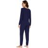 imageWiWi Viscose from Bamboo Womens Long Sleeve Pajama Sets Sleepwear with Jogger Pajamas Pants Soft Lounge Set Loungewear SXXLNavy