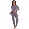 imageWiWi Viscose from Bamboo Womens Long Sleeve Pajama Sets Sleepwear with Jogger Pajamas Pants Soft Lounge Set Loungewear SXXLPurplish Grey