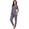 imageWiWi Viscose from Bamboo Womens Long Sleeve Pajama Sets Sleepwear with Jogger Pajamas Pants Soft Lounge Set Loungewear SXXLPurplish Grey