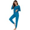imageWiWi Viscose from Bamboo Womens Long Sleeve Pajama Sets Sleepwear with Jogger Pajamas Pants Soft Lounge Set Loungewear SXXLTeal Blue