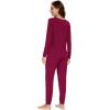 imageWiWi Viscose from Bamboo Womens Long Sleeve Pajama Sets Sleepwear with Jogger Pajamas Pants Soft Lounge Set Loungewear SXXLWine