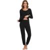 imageWiWi Viscose from Bamboo Womens Pajamas Set Soft Long Sleeve Top with Bottoms Crew Neck and Pockets SXXLBlack