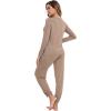 imageWiWi Viscose from Bamboo Womens Pajamas Set Soft Long Sleeve Top with Bottoms Crew Neck and Pockets SXXLCamel