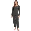 imageWiWi Viscose from Bamboo Womens Pajamas Set Soft Long Sleeve Top with Bottoms Crew Neck and Pockets SXXLCharcoal Heather