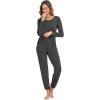 imageWiWi Viscose from Bamboo Womens Pajamas Set Soft Long Sleeve Top with Bottoms Crew Neck and Pockets SXXLCharcoal Heather