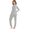imageWiWi Viscose from Bamboo Womens Pajamas Set Soft Long Sleeve Top with Bottoms Crew Neck and Pockets SXXLLight Grey
