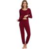 imageWiWi Viscose from Bamboo Womens Pajamas Set Soft Long Sleeve Top with Bottoms Crew Neck and Pockets SXXLWine