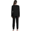imageWiWi Womens Pajama Set Soft Long Sleeve Pajamas Viscose from Bamboo Top and Bottom Vneck Sleepwear Nightwear SXXLBlack