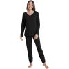 imageWiWi Womens Pajama Set Soft Long Sleeve Pajamas Viscose from Bamboo Top and Bottom Vneck Sleepwear Nightwear SXXLBlack