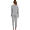 imageWiWi Womens Pajama Set Soft Long Sleeve Pajamas Viscose from Bamboo Top and Bottom Vneck Sleepwear Nightwear SXXLHeather Grey
