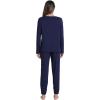 imageWiWi Womens Pajama Set Soft Long Sleeve Pajamas Viscose from Bamboo Top and Bottom Vneck Sleepwear Nightwear SXXLNavy