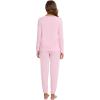imageWiWi Womens Pajama Set Soft Long Sleeve Pajamas Viscose from Bamboo Top and Bottom Vneck Sleepwear Nightwear SXXLPink