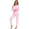 imageWiWi Womens Pajama Set Soft Long Sleeve Pajamas Viscose from Bamboo Top and Bottom Vneck Sleepwear Nightwear SXXLPink