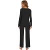 imageWiWi Womens Pajama Set Soft Long Sleeve Tee Pants Sleepwear 2 Piece Comfy Nightwear with Pockets Pjs SXXLAblack