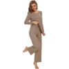 imageWiWi Womens Pajama Set Soft Long Sleeve Tee Pants Sleepwear 2 Piece Comfy Nightwear with Pockets Pjs SXXLAcamel