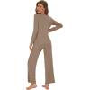 imageWiWi Womens Pajama Set Soft Long Sleeve Tee Pants Sleepwear 2 Piece Comfy Nightwear with Pockets Pjs SXXLAcamel