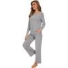 imageWiWi Womens Pajama Set Soft Long Sleeve Tee Pants Sleepwear 2 Piece Comfy Nightwear with Pockets Pjs SXXLAheather Grey