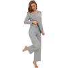 imageWiWi Womens Pajama Set Soft Long Sleeve Tee Pants Sleepwear 2 Piece Comfy Nightwear with Pockets Pjs SXXLAheather Grey