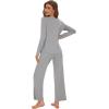 imageWiWi Womens Pajama Set Soft Long Sleeve Tee Pants Sleepwear 2 Piece Comfy Nightwear with Pockets Pjs SXXLAheather Grey