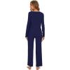imageWiWi Womens Pajama Set Soft Long Sleeve Tee Pants Sleepwear 2 Piece Comfy Nightwear with Pockets Pjs SXXLAnavy