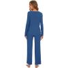 imageWiWi Womens Pajama Set Soft Long Sleeve Tee Pants Sleepwear 2 Piece Comfy Nightwear with Pockets Pjs SXXLAprussian Blue