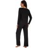 imageWiWi Womens Pajama Set Soft Long Sleeve Tee Pants Sleepwear 2 Piece Comfy Nightwear with Pockets Pjs SXXLBblack