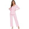 imageWiWi Womens Pajama Set Soft Long Sleeve Tee Pants Sleepwear 2 Piece Comfy Nightwear with Pockets Pjs SXXLBblush Pink