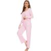 imageWiWi Womens Pajama Set Soft Long Sleeve Tee Pants Sleepwear 2 Piece Comfy Nightwear with Pockets Pjs SXXLBblush Pink