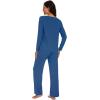 imageWiWi Womens Pajama Set Soft Long Sleeve Tee Pants Sleepwear 2 Piece Comfy Nightwear with Pockets Pjs SXXLBprussian Blue
