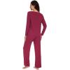 imageWiWi Womens Pajama Set Soft Long Sleeve Tee Pants Sleepwear 2 Piece Comfy Nightwear with Pockets Pjs SXXLBwine