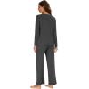 imageWiWi Womens Pajama Set Soft Long Sleeve Tee Pants Sleepwear 2 Piece Comfy Nightwear with Pockets Pjs SXXLCcharcoal Heather