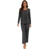 imageWiWi Womens Pajama Set Soft Long Sleeve Tee Pants Sleepwear 2 Piece Comfy Nightwear with Pockets Pjs SXXLCcharcoal Heather
